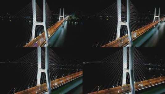 湘潭湘江三大桥夜景高清在线视频素材下载