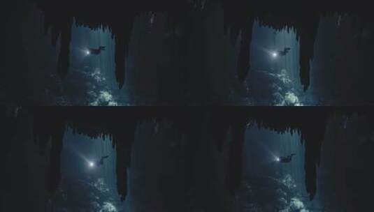 潜水员在海底潜水的水下拍摄高清在线视频素材下载