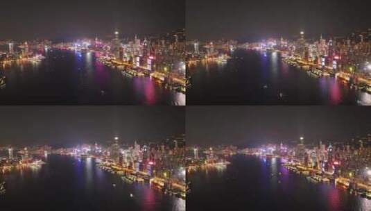 航拍延时香港维港灯光秀高清在线视频素材下载