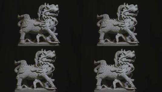 石狮子石雕作品实拍高清在线视频素材下载