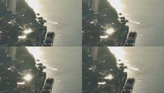 江门西江桥梁航道航拍城市风光高清在线视频素材下载