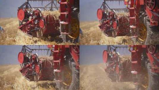 收麦子收割机机器轰鸣4k劳作高清在线视频素材下载