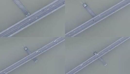 武汉长江大桥俯拍4K高清在线视频素材下载