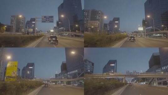 北京国贸三环夜景 汽车行驶在三环国贸高清在线视频素材下载