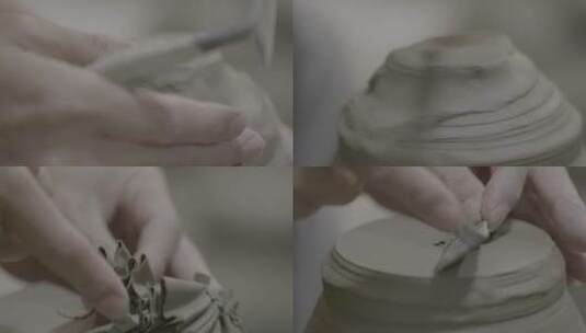 陶瓷修坯慢镜头LOG高清在线视频素材下载