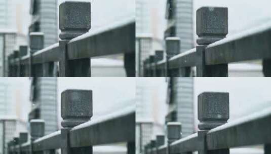 雪中的护栏空镜视频素材高清在线视频素材下载