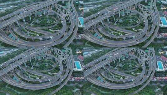 航拍贵州贵阳城市风光现代化交通黔春立交桥高清在线视频素材下载