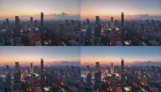 南京城市风光航拍繁华夜景内透都市高清在线视频素材下载