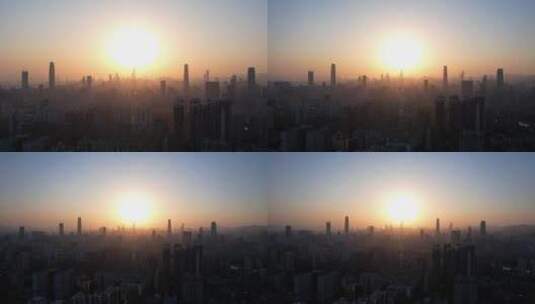 深圳高楼城市日落夕阳照耀建筑C高清在线视频素材下载