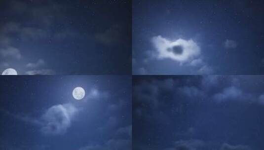 夜色天空月亮高清在线视频素材下载