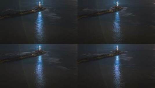 海边灯塔夜景高清在线视频素材下载