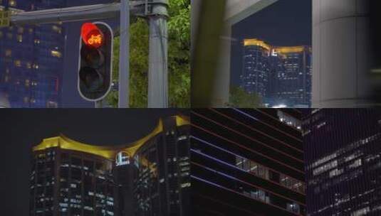 2023广州天河红绿灯石化大厦夜景高清在线视频素材下载