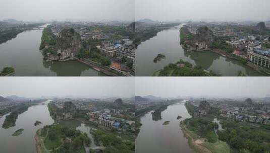 广西桂林伏波山景区航拍高清在线视频素材下载