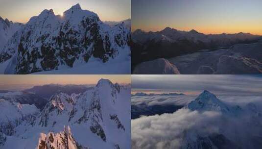 雪山山顶日出云海大雪封山雪山日出高清在线视频素材下载