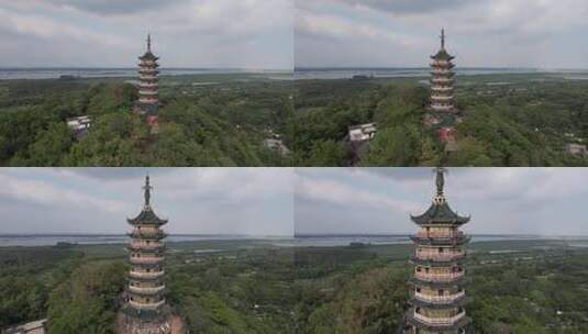 航拍江苏镇江焦山风景区高清在线视频素材下载