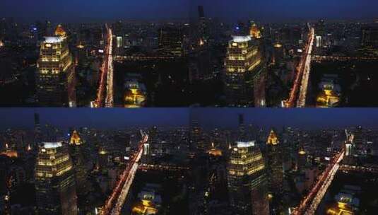 泰国城市夜景街道建筑高清在线视频素材下载