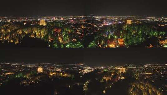 丽江古城夜景航拍高清在线视频素材下载