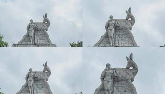 海南三亚鹿回头雕塑延时高清在线视频素材下载