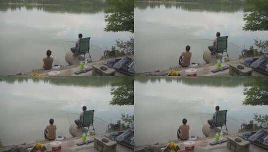 河边钓鱼的人高清在线视频素材下载