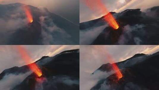 火山爆发岩浆喷发FPV穿越机无人机航拍高清在线视频素材下载
