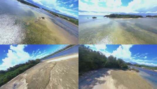 FPV穿越机无人机航拍冲绳海浪海滩海岛森林高清在线视频素材下载