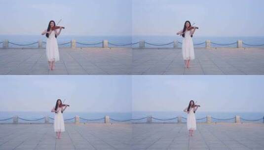 美女演奏小提琴高清在线视频素材下载