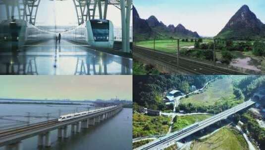 中国高铁动车和谐号高铁动车行驶高清在线视频素材下载