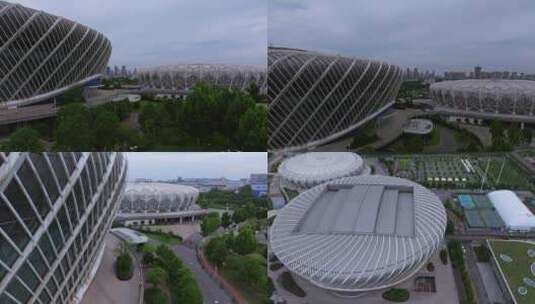 武汉光谷国际网球中心特写航拍高清在线视频素材下载