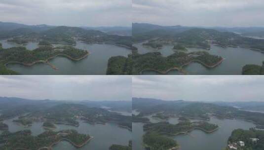 四川眉山仁寿黑龙滩的岛与湖高清在线视频素材下载