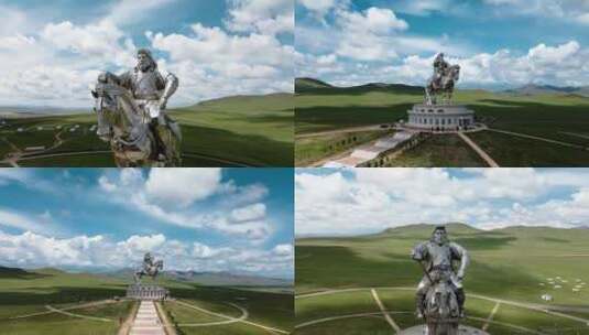 蒙古成吉思汗雕像高清在线视频素材下载
