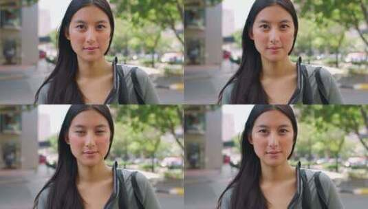 一个不苟言笑上进的女学生通勤上大学高清在线视频素材下载