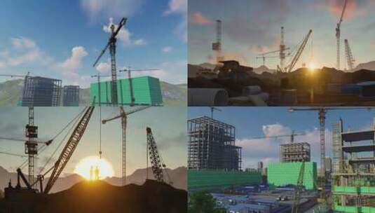 城市建设 建筑写意 工程建设 吊塔高清在线视频素材下载