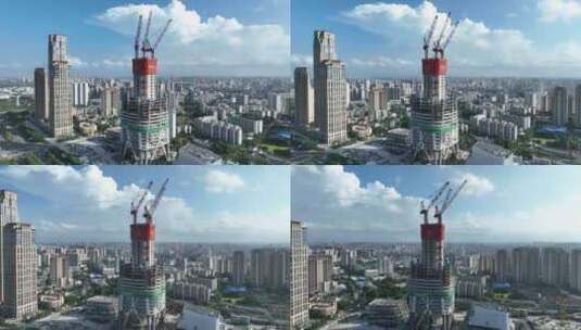 2023年11月份最新海南中心大厦工程进度航拍高清在线视频素材下载