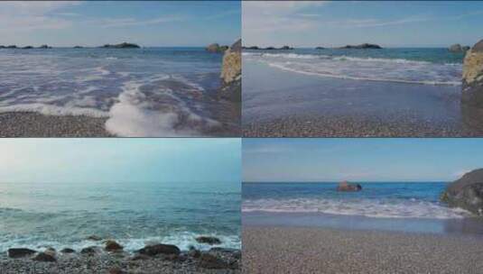 实拍海浪沙滩 海水冲击沙滩高清在线视频素材下载