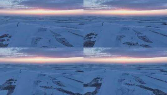 呼伦贝尔雪景原野冬日暖阳高清在线视频素材下载
