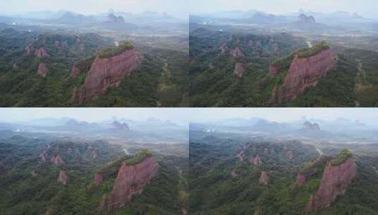 航拍韶关丹霞地貌 丹霞山阳元峰长老峰景区高清在线视频素材下载