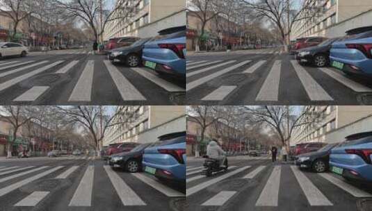 城市街道电动车汽车行人素材高清在线视频素材下载