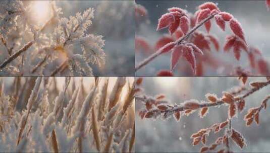 唯美冬季雾凇雪景高清在线视频素材下载
