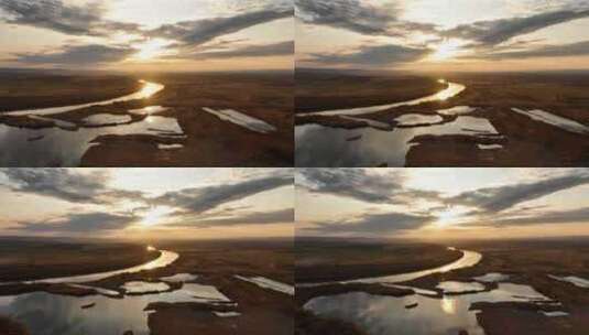 呼伦贝尔自然风光海拉尔河湿地高清在线视频素材下载