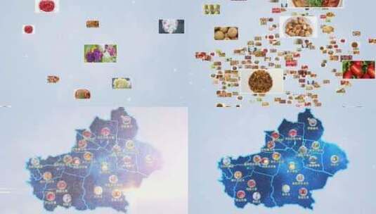 新疆特产图片汇聚地图高清在线视频素材下载