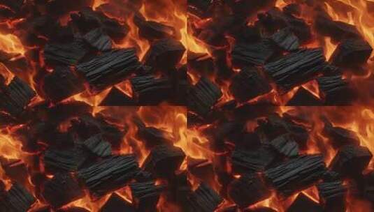 熊熊燃烧的煤块4K超清动画背景高清在线视频素材下载