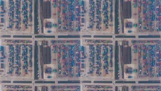中国浙江宁波港口集装箱航拍延时摄影高清在线视频素材下载