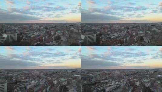都柏林日落时的4K航拍镜头-爱尔兰高清在线视频素材下载