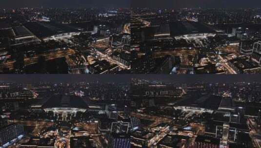 4K航拍杭州东站夜景高清在线视频素材下载