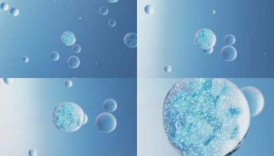 蓝色气泡细胞分子原子精华水珠高清在线视频素材下载