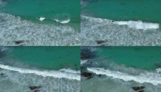 西澳大利亚玛格丽特河红门海滩冲浪者的鸟瞰高清在线视频素材下载