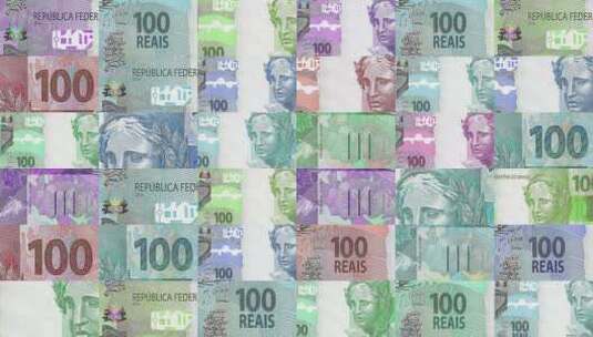 巴西巴西雷亚尔100 BRL纸币抽象彩色高清在线视频素材下载