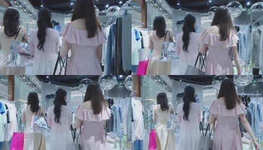 女人商场购物买衣服逛街高清在线视频素材下载