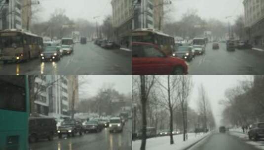 雪与城市高清在线视频素材下载