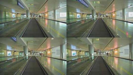中国上海浦东机场候机区人行道电梯传输高清在线视频素材下载